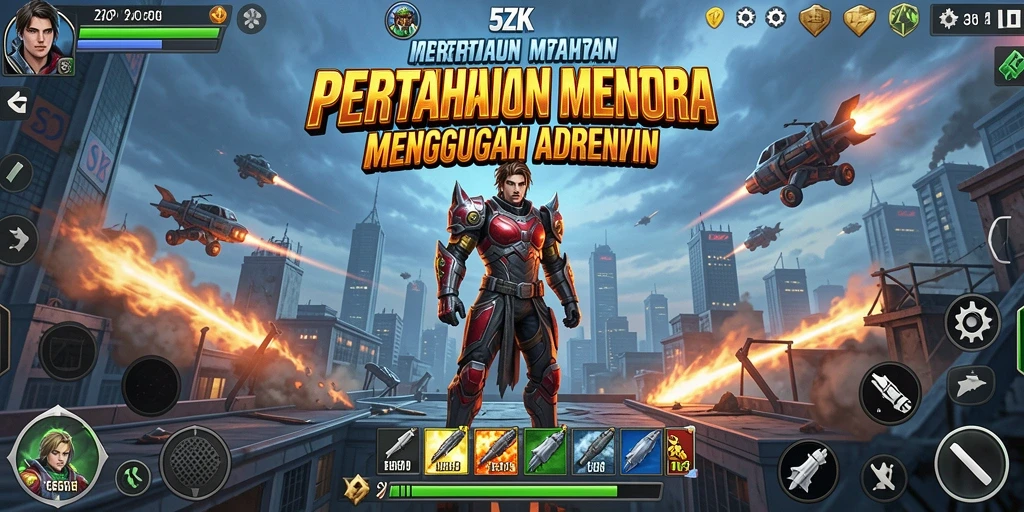 Tampilan gameplay <strong>5ZK</strong> yang menegangkan dengan strategi menara.
