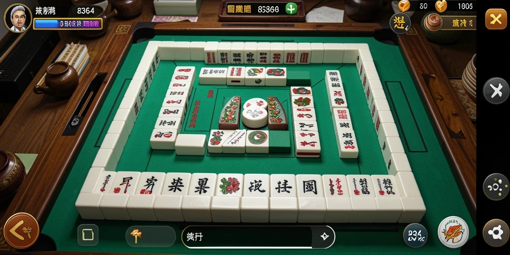 Screenshot permainan Mahjong 8364 dengan tampilan ubin yang menarik.