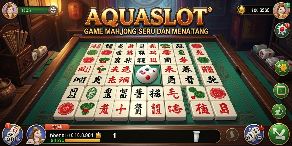 Tampilan gameplay AQUASLOT yang menarik dengan grafis Mahjong yang menawan.