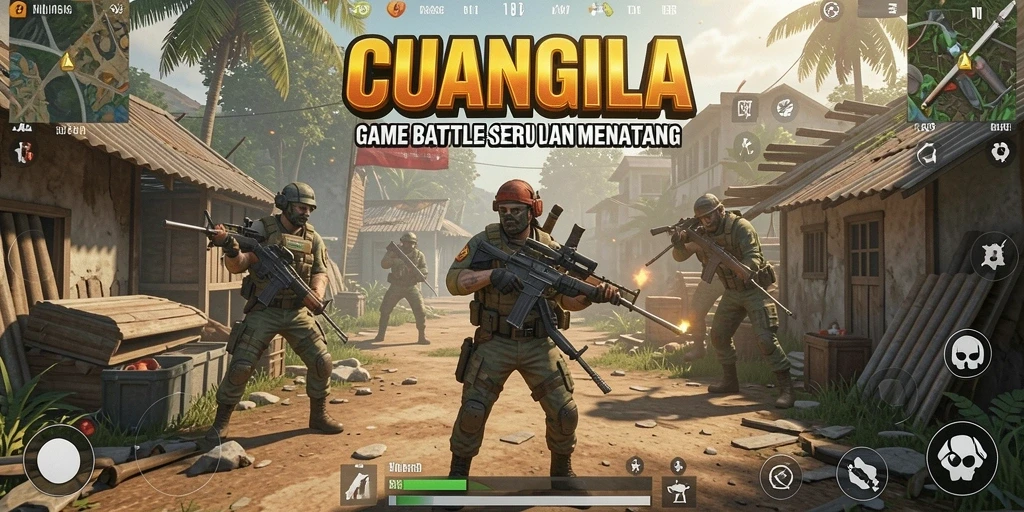 Tampilan gameplay seru dalam CUANGILA saat bertempur di medan perang Battle Royale.