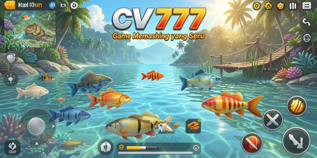 Screenshot gameplay <strong>CV777</strong> menunjukkan momen memancing yang mendebarkan dan indah.
