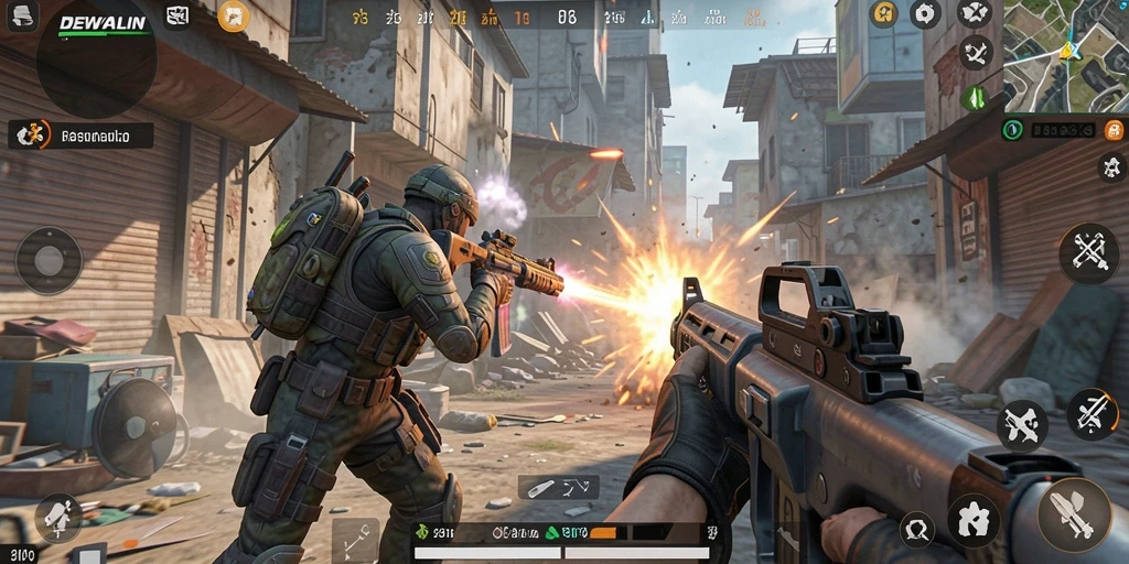 Screenshot gameplay DEWALIN yang menunjukkan aksi pertempuran seru.