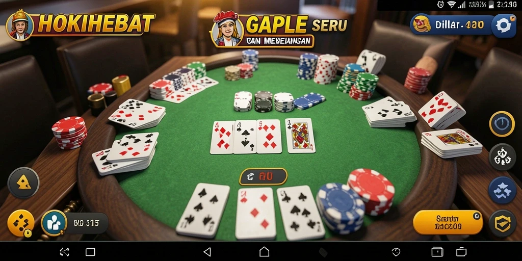 Screenshot HOKIHEBAT menampilkan gameplay Gaple yang mengasyikkan.
