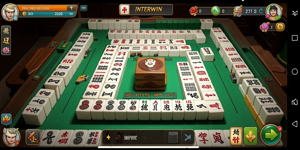 Tampilan gameplay INTERWIN yang menarik dengan desain Mahjong kreatif.