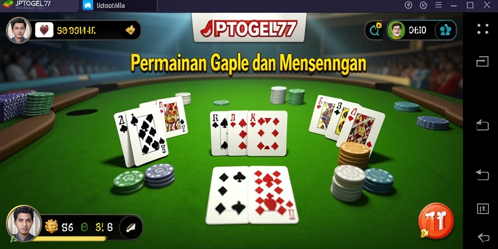 Tampilan gameplay seru di JPTOGEL77 saat bermain Gaple.