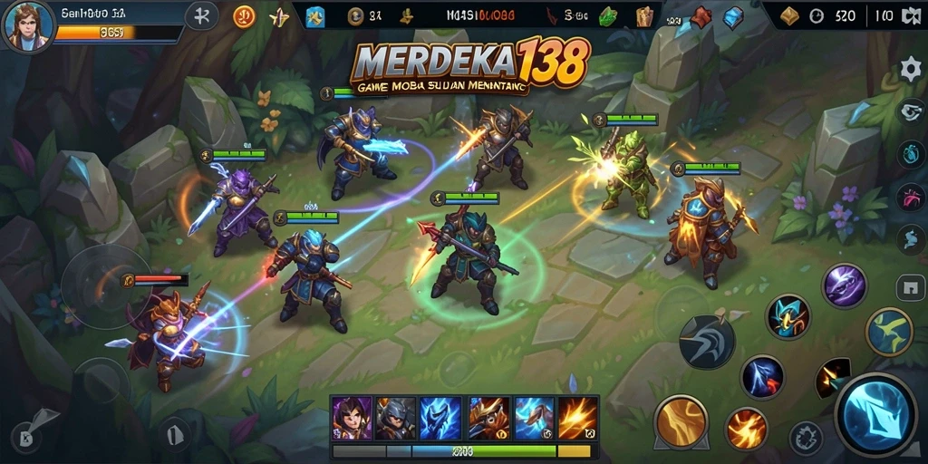 Tangkapan layar menunjukkan aksi pertarungan MOBA yang mendebarkan.