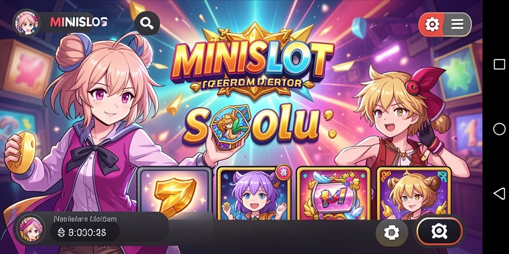 Gameplay MINISLOT yang menampilkan karakter anime yang menghibur.