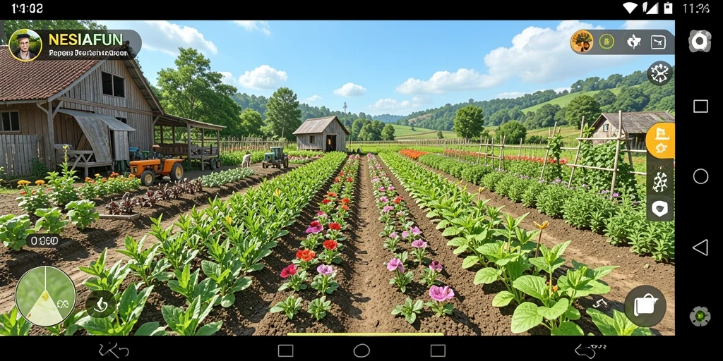 Screenshot gameplay NESIAFUN dengan aktivitas berkebun menarik.
