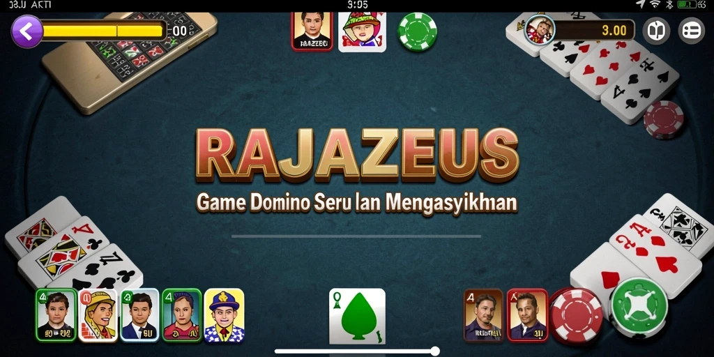 Tampilan gameplay seru RAJAZEUS dengan domino menantang.