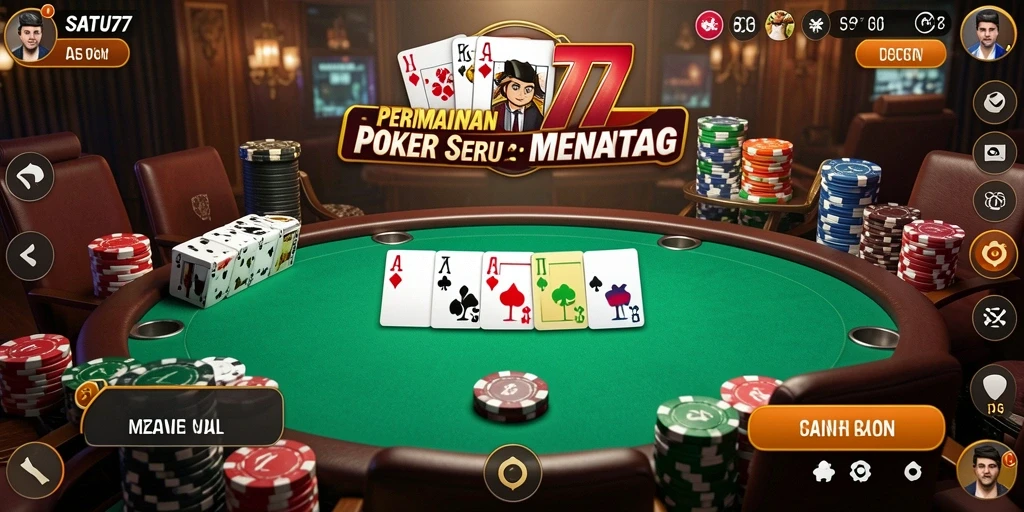 Tangkapan layar SATU77 menampilkan aksi Poker yang mendebarkan.