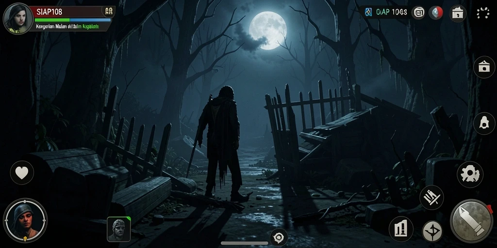 Tangkapan layar gameplay SIAP108 menampilkan momen menyeramkan yang mendebarkan.