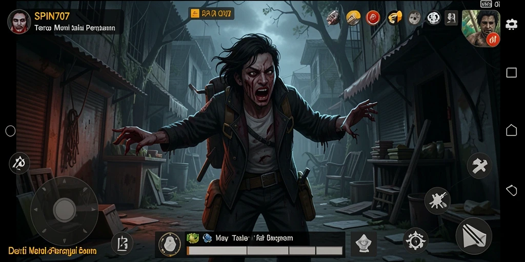 Screenshot gameplay SPIN707 yang menampilkan suasana horror yang mencekam.