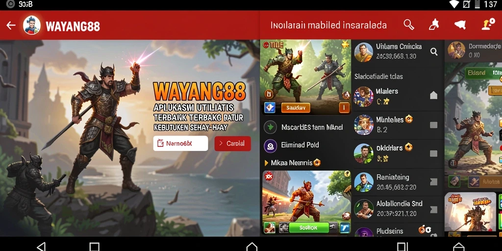 Tampilan antarmuka aplikasi WAYANG88 yang sederhana dan intuitif.