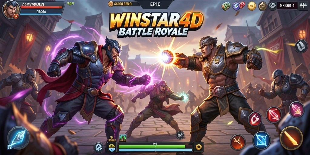 Gameplay seru dalam WINSTAR4D Battle Royale dengan aksi intens.